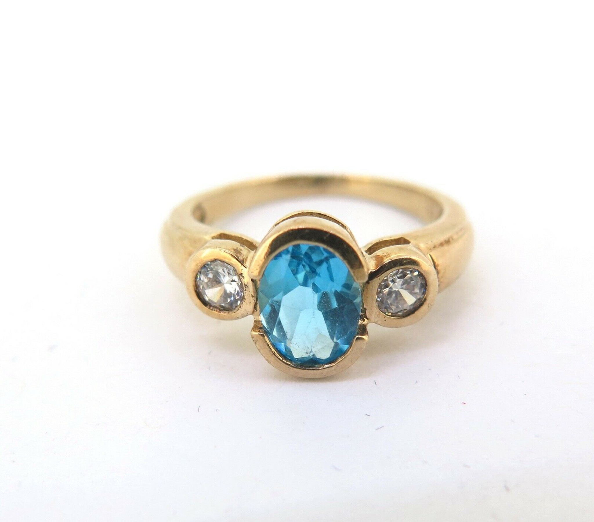 Buy Ceylonmine-Blue Topaz Stylish Ring 6.25 Ratti Topaz Gold Plated  Designer Ring For Unisex Online - Get 60% Off
